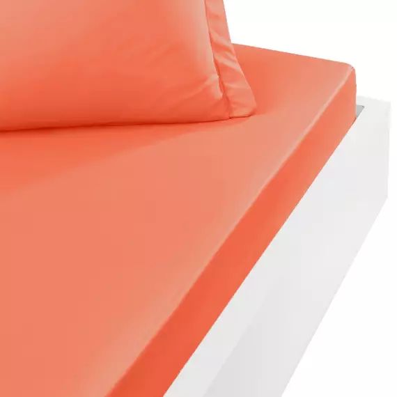 Drap housse en percale de coton Corail 90×190 cm