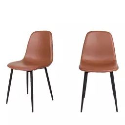 Stockholm – Lot de 2 chaises en simili et métal – Couleur – Marron
