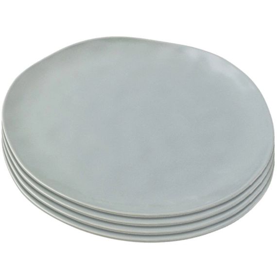 Assiette plate en céramique sauge D20 – Lot de 4