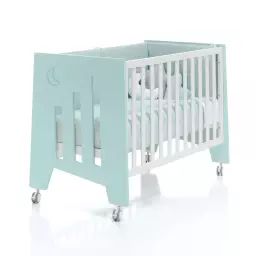 Lit bébé – bureau (2en1) 60×120 cm en vert-menthe