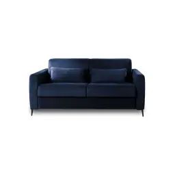 Canapé droit convertible 3 places Velours Bleu nuit