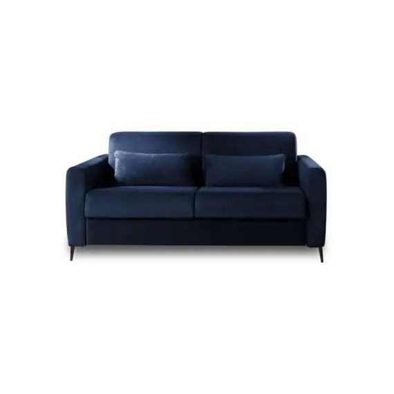 Canapé droit convertible 3 places Velours Bleu nuit