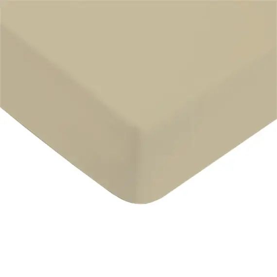 Drap housse coton  uni beige 160x200cm