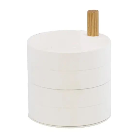 Boîte à bijoux avec 4 niveaux tournants – L10 cm – Blanc
