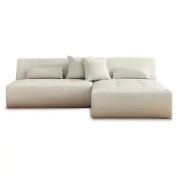 Canapé d’angle réversible 4 places en tissu beige