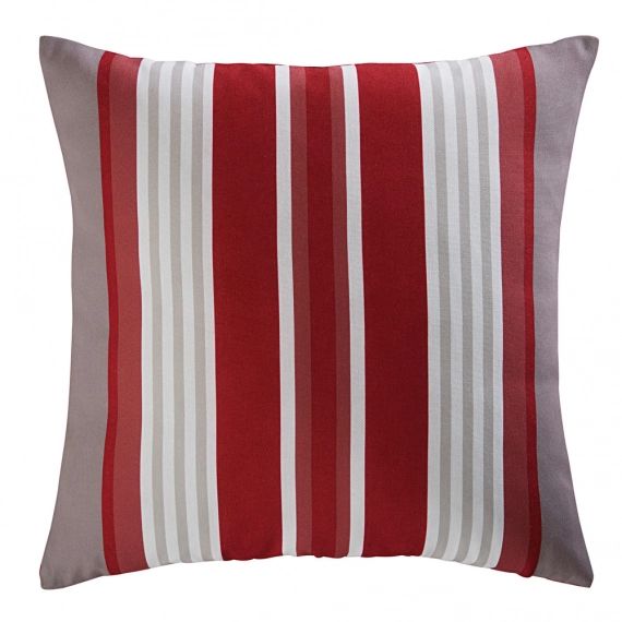 Coussin de jardin en tissu rayé rouge et blanc 45×45 ESPELETTE