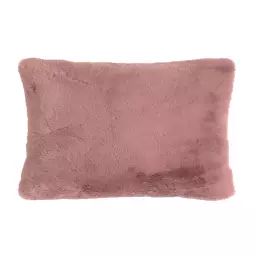 Housse de coussin rose fausse fourrure-30×50 cm uni