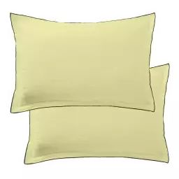 2 taies d’oreiller en lin français – lin lavé jaune 50×70 cm