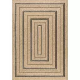 Tapis effet toile de jute à motif rectangulaire noir 200×290