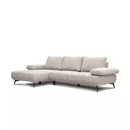 Canapé d’angle gauche 4 places tissu beige