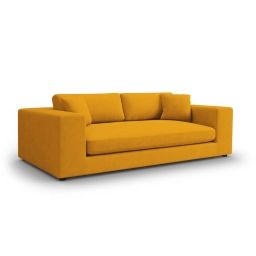 Canapé 4 places en tissu structuré jaune