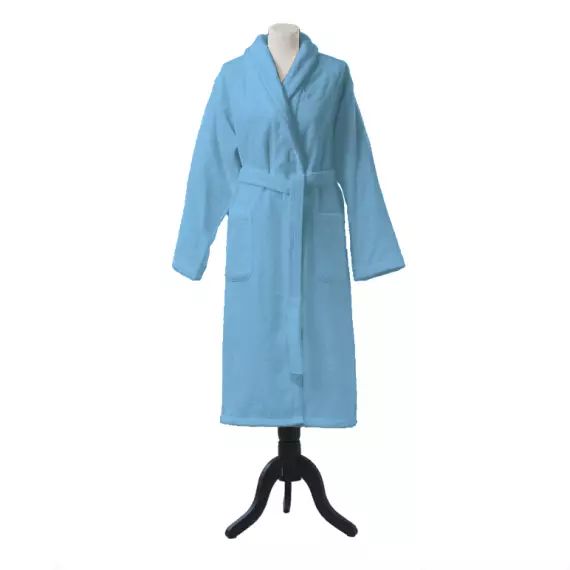 Peignoir de bain uni en coton bleu Turquoise M