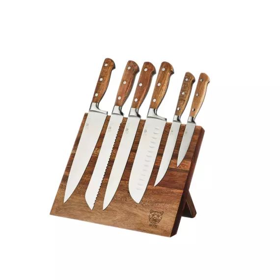 Lot de 7 couteaux en inox marron