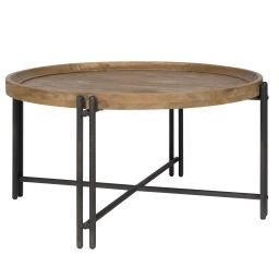 Table basse ronde en bois recyclé et métal