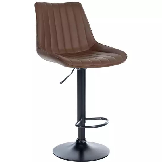 Tabouret de bar similicuir ajustable pivotant similicuir Marron