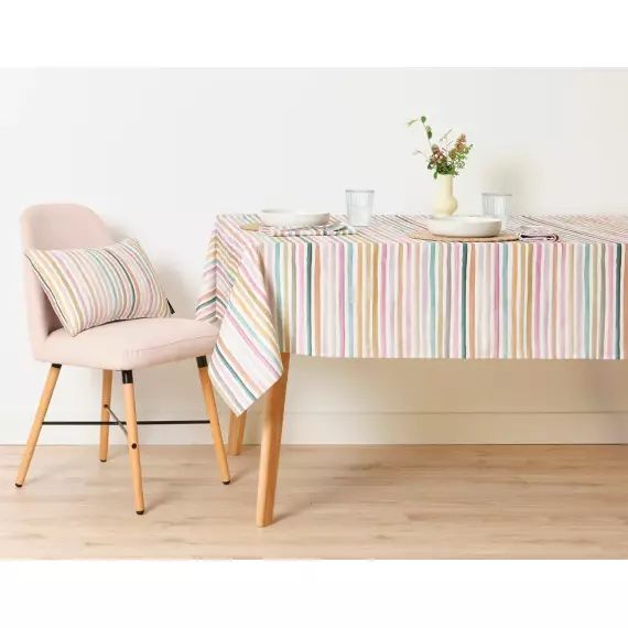 Nappe enduite anti-taches 100% coton multicolore 180×100 cm