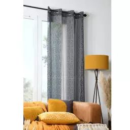 Voilage tamisant au style contemporain polyester anthracite 260 x 140