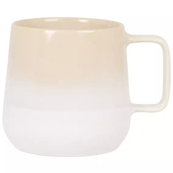 Mug en grès beige et blanc