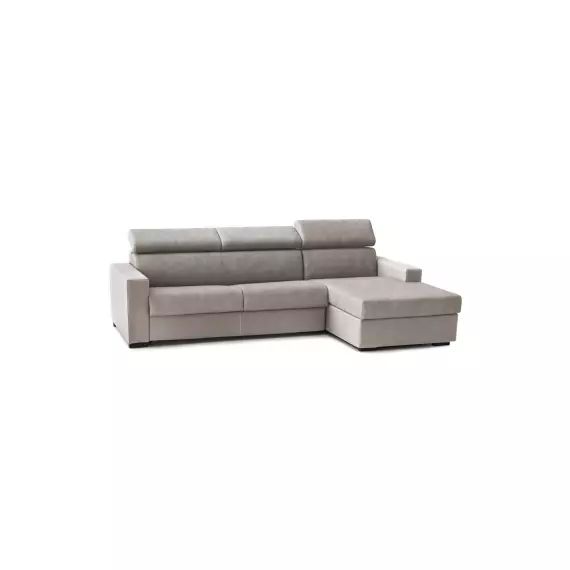 Canapé d’angle convertible 3 places en tissu taupe