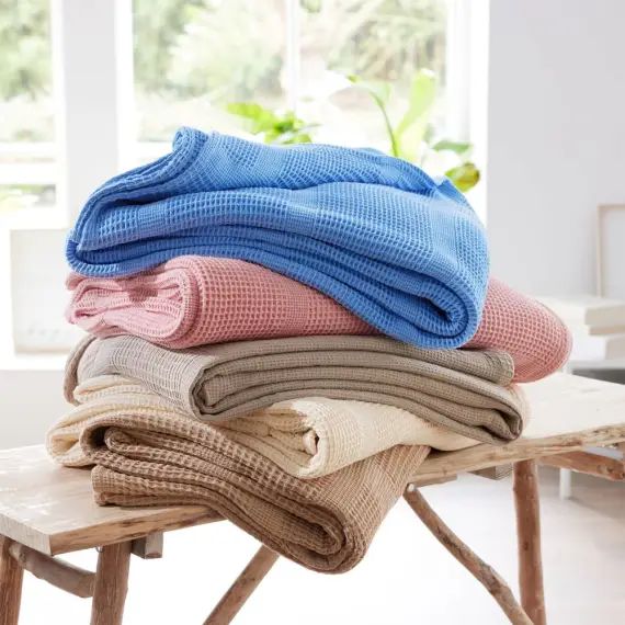 Couverture légère 230×250 rose en coton 300 g/m²