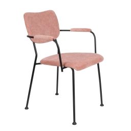 Chaise accoudoirs velours rose
