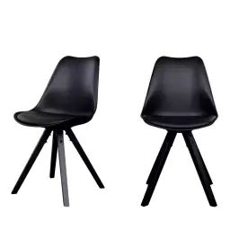 Bergen – Lot de 2 chaises en simili et pieds en bois – Couleur – Noir