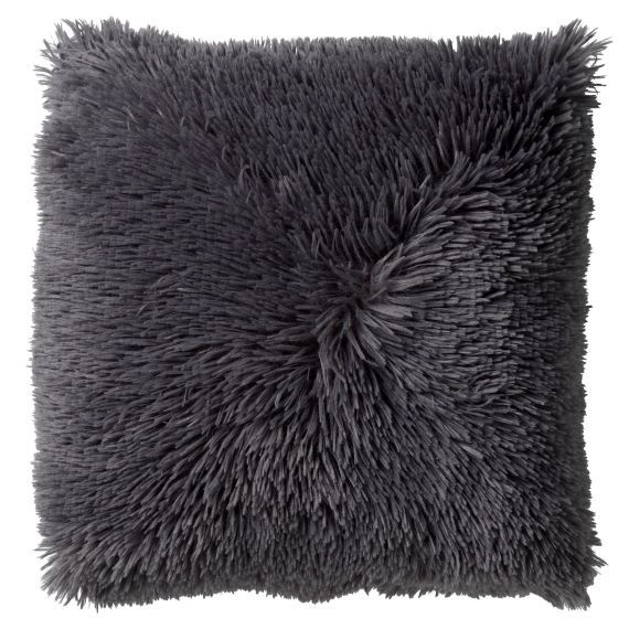 Housse de coussin gris fausse fourrure-45×45 cm uni