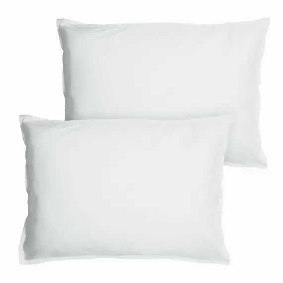 Set de 2 taies d’oreiller unies finition volant Blanc 50x70cm