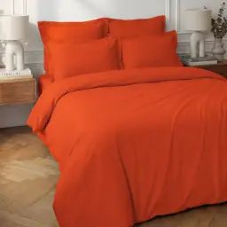 Housse de couette en percale coton  corail 260×240 cm