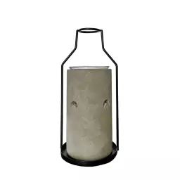 Brûle parfum en métal Vase noir et ciment gris mat – H18,5 cm