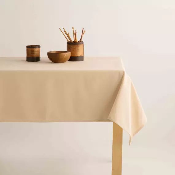 Nappe en coton biologique beige avec anti-taches 140×300 cm