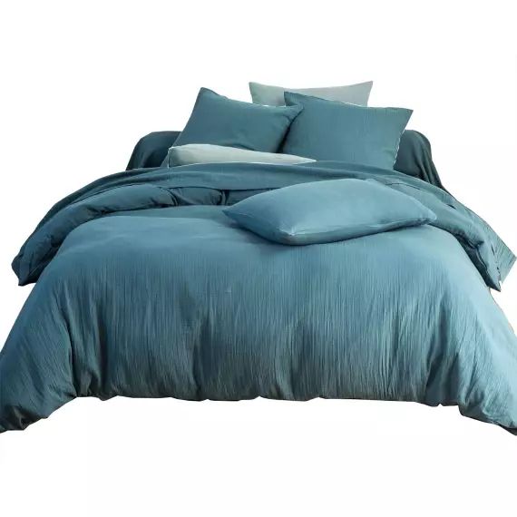 Housse de couette 200×200 en gaze de coton bleu canard