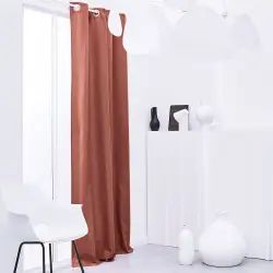 Rideau isolant à oeillets uni en Polyester Rouge 140×240 cm