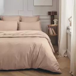 Parure de lit en percale de coton rose ballerine 260×240