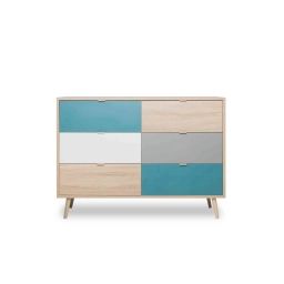 Commode scandinave 6 tiroirs multicolore
