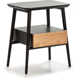 Table de chevet 1 tiroir couleur noir et bois clair