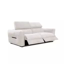 Canapé droit 3 places avec 2 relax électriques tissu beige clair