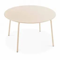 Table de jardin ronde en acier ivoire 120 cm