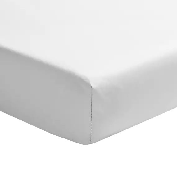 Drap housse en satin de coton blanc 140×200