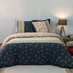 Parure de lit réversible 2 places percale à motifs 220×240 cm