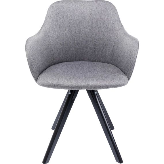 Chaise avec accoudoirs pivotante grise et hêtre noir
