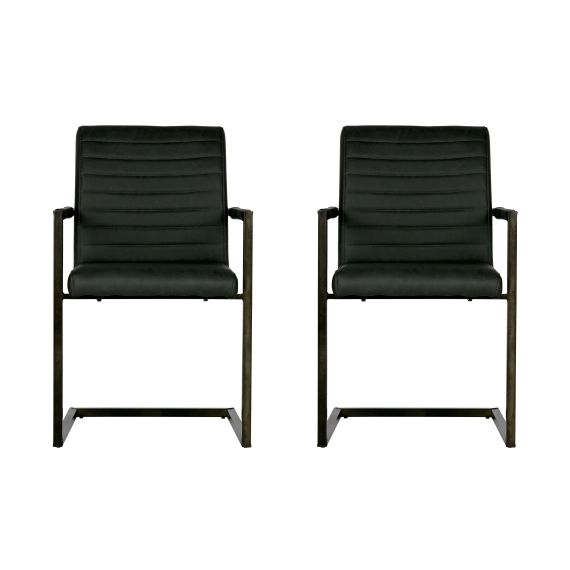 chaises de salle à manger moderne cuir pu gris – lot de 2