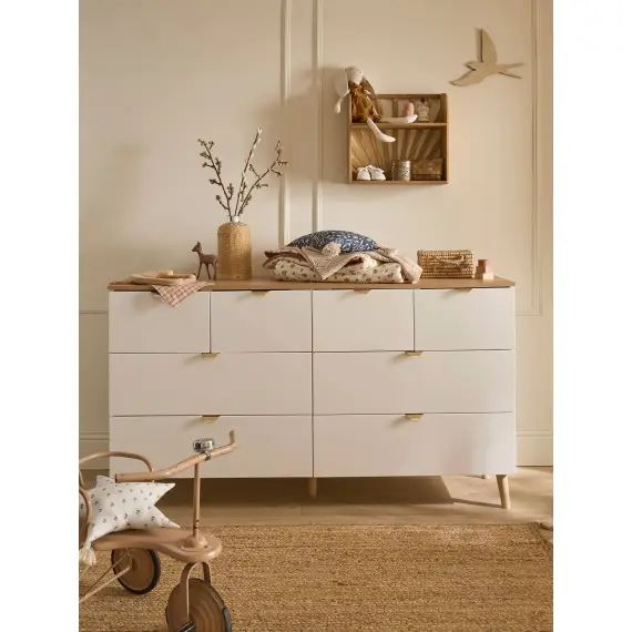 Commode double avec 8 tiroirs blanc