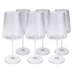 Lot de 6 – Verre à vin en verre transparent texturé