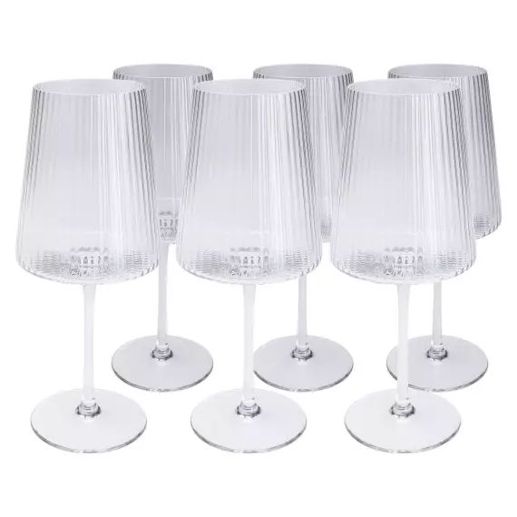 Lot de 6 – Verre à vin en verre transparent texturé