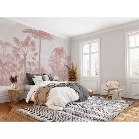 Papier peint panoramique motif imprimé Vieux rose 432x300cm