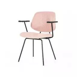 Chaise moderne avec accoudoirs en tissu rose