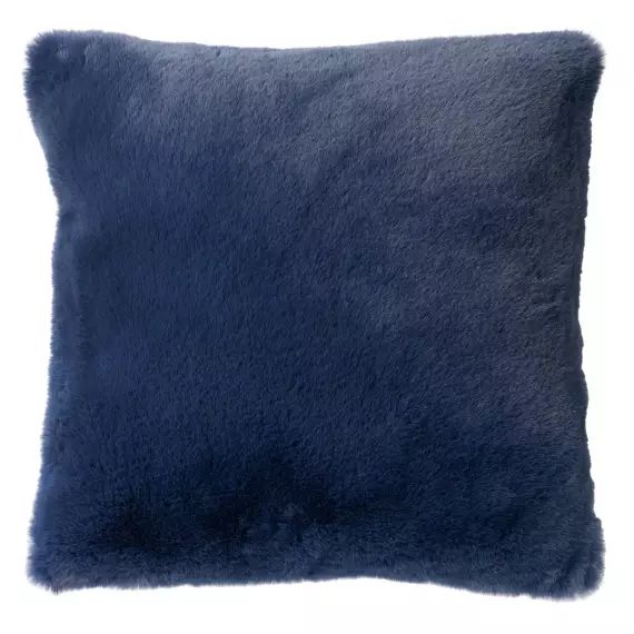 Housse de coussin bleu fausse fourrure-60×60 cm uni