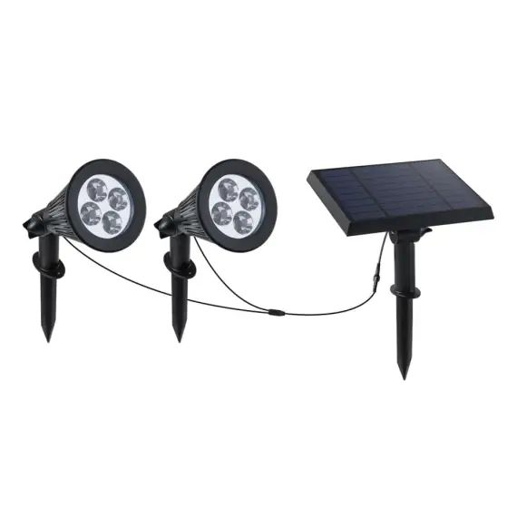 Double spot solaire relié Plastique Noir 100LM