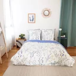 Parure de lit en satin de coton esprit printanier blanc 240×220 cm